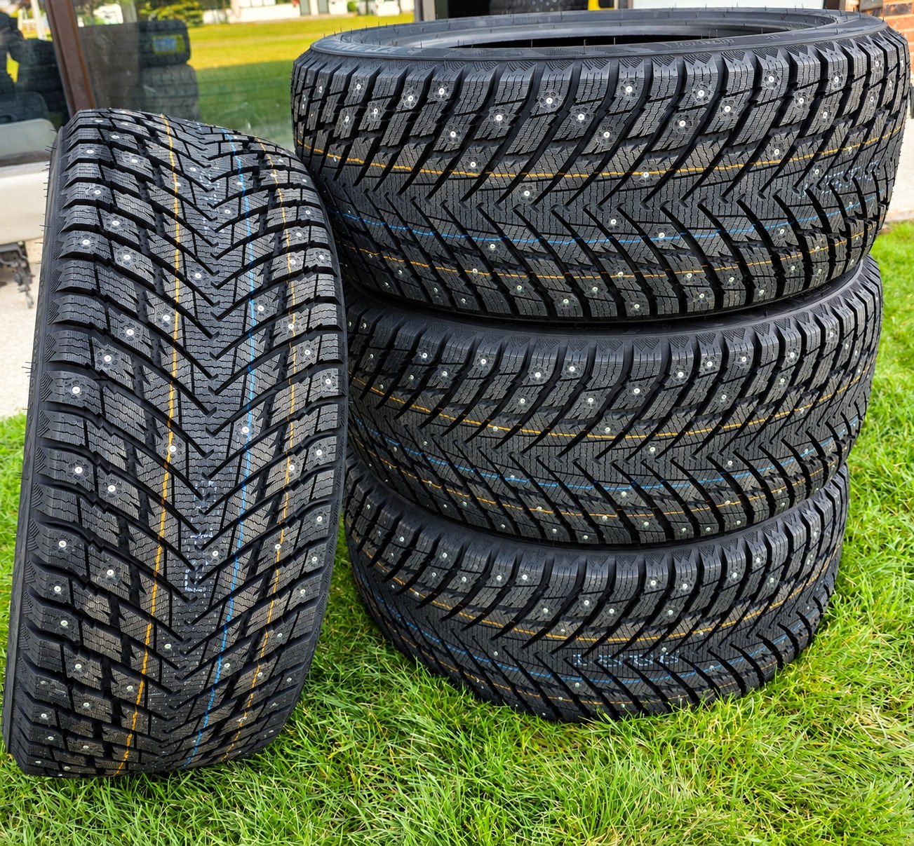 Studded Winter Tires Ready for Alberta Snow and Ice